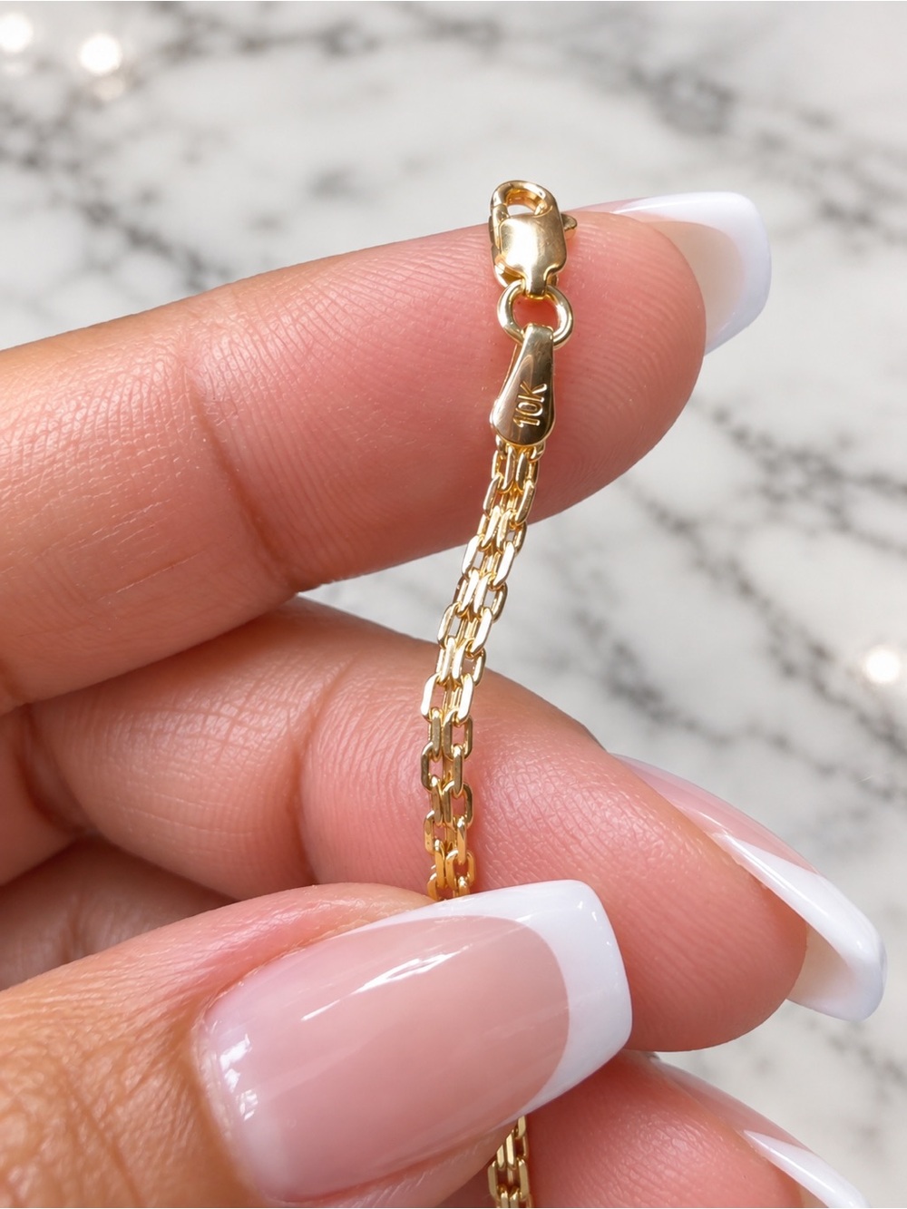 10K Solid Yellow Gold Bismarck Link Bracelet 7.5" 2.5mm Real Gold NEW